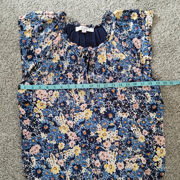 Loft Blouse Womens Medium Blue Floral Print Casual - Picture 4 of 9
